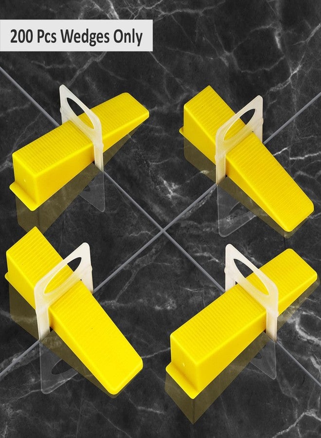 LUXART 200 PCS Reusable Tile Leveling System Wedges|Professional Thickened PVC Tile Levelers for Floor and Wall Installation|High-Strength Tile for Evenly Spaced Joints Lippage-Free Surfaces Yellow - Image 2